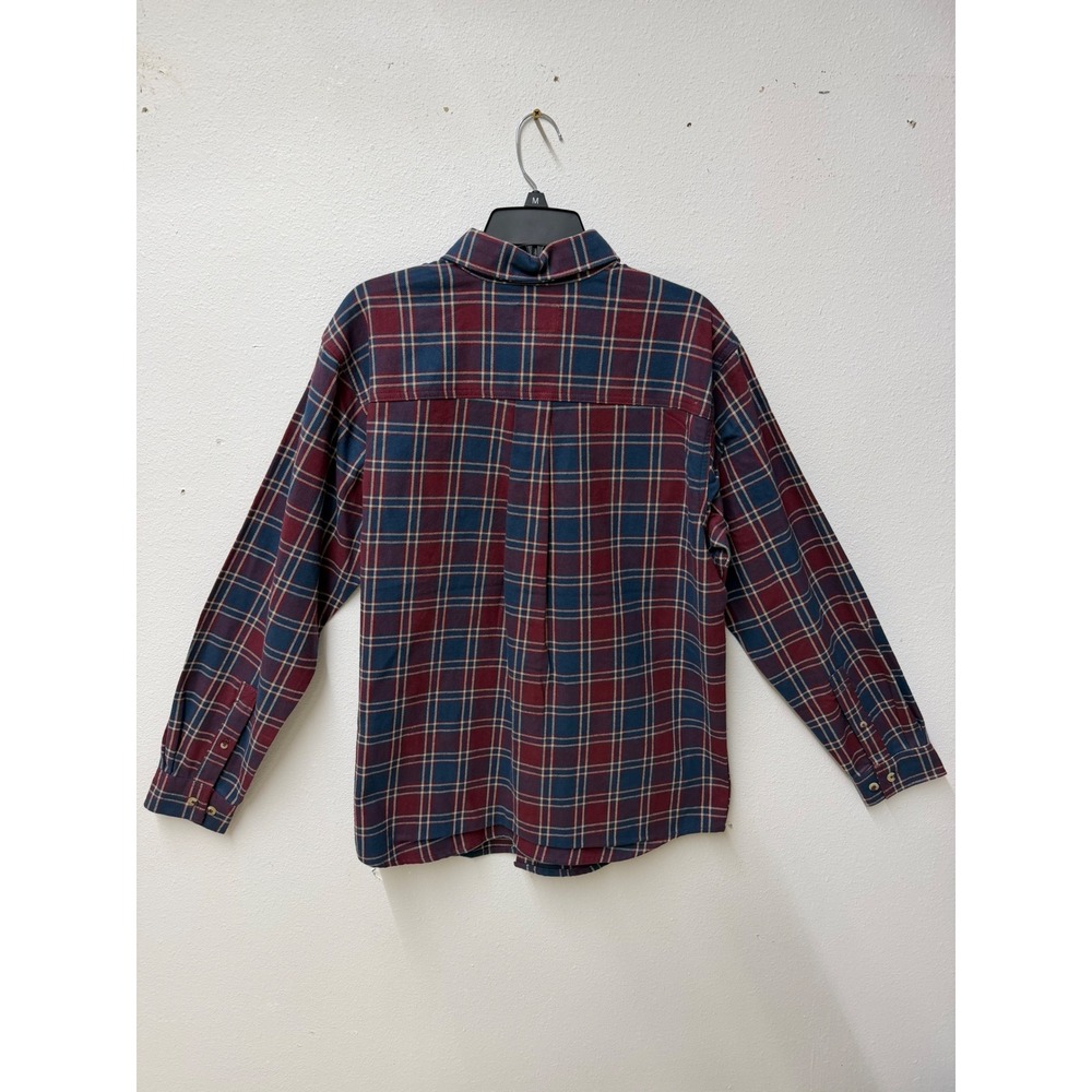 Brazos‎ Blacksmith Flannel Shirt Mens Medium Windsor Wine Plaid Button Up New - Picture 2 of 8